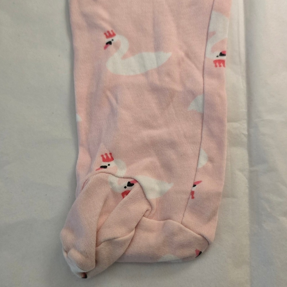 Nordstrom Baby Pink Swan Print Footed Sleeper Snap Up Romper 6 Months - Picture 5 of 8